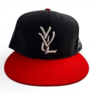 Stylish Black and Red Cap with Embroidered Logo